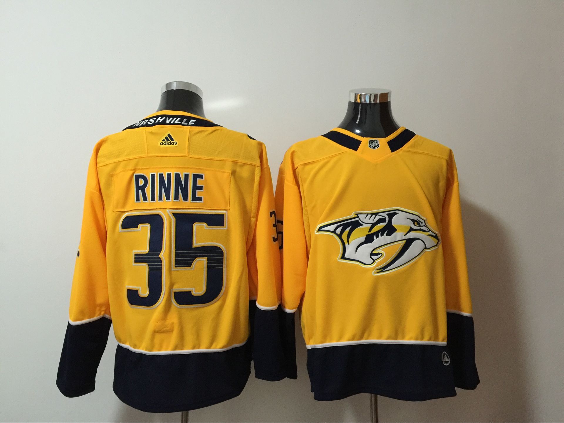 Men Nashville Predators #35 Rinne Yellow Hockey Stitched Adidas NHL Jerseys